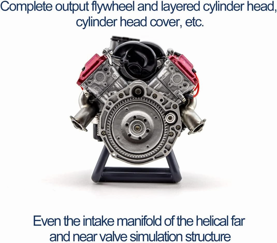 Mini V8 Engine Model Kit, MAD RC 3D Printing Resin Simulation Dynamic V8 Engine Internal Combustion Engine Model DIY Assembly for AX90104 SCX10Ⅱ Capra VS4-10 Pro/Ultra Model Car (KIT Version)