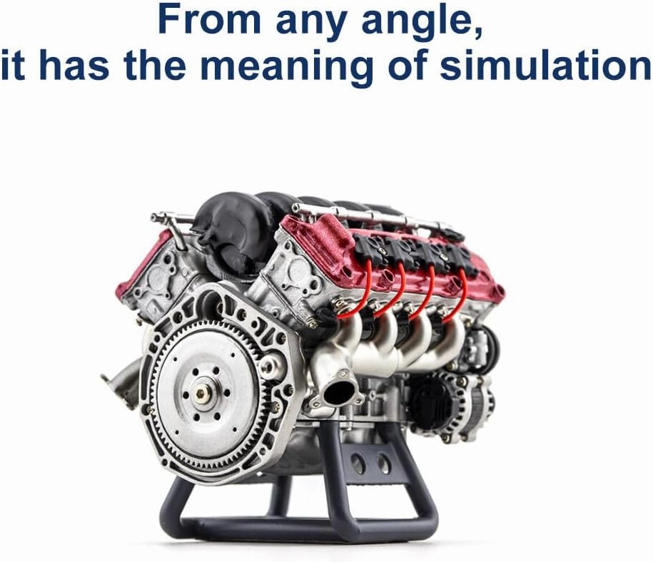 Mini V8 Engine Model Kit, MAD RC 3D Printing Resin Simulation Dynamic V8 Engine Internal Combustion Engine Model DIY Assembly for AX90104 SCX10Ⅱ Capra VS4-10 Pro/Ultra Model Car (KIT Version)