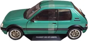 Miniature Models 1/18 Scale for Peugeot 205 GTI Car Model Alloy Green Painting Gift for Kids Car Ornaments