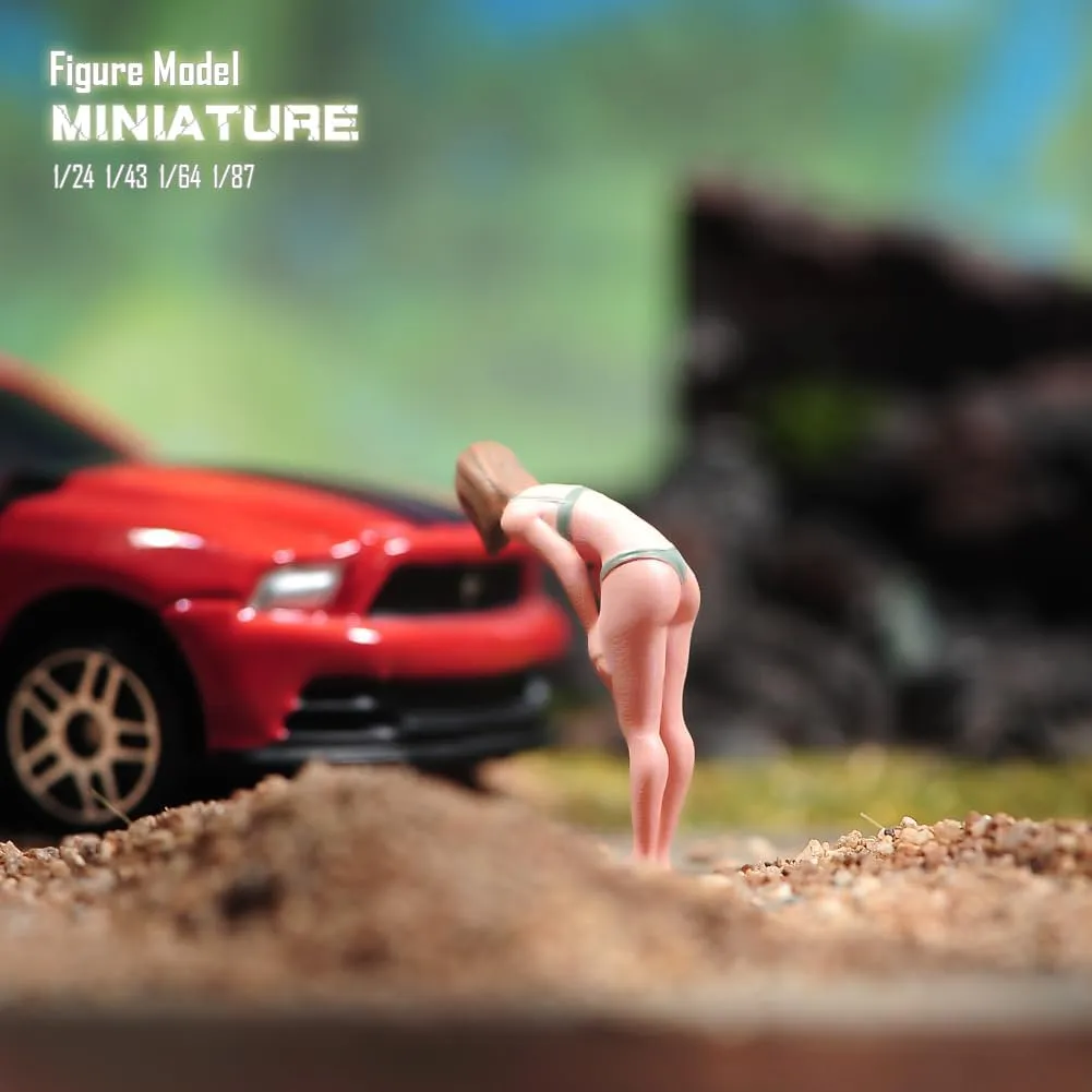 Miniatures Diorama 1/24 1/64 1/43 1/87 Scale Bikini Girls Curved Waist Style Female Scene Figure Doll Action Figure Model for Car Vehicles (Painted, 1:24 Scale)
