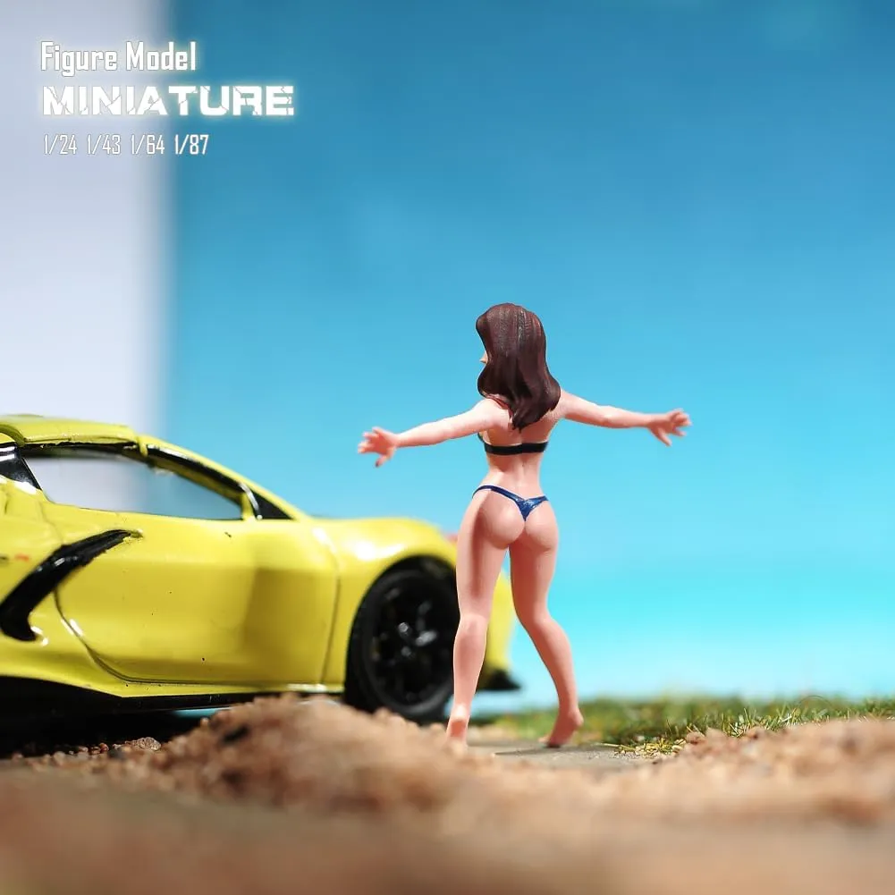 Miniatures Diorama 1/24 1/64 1/43 1/87 Scale Bikini Girls Open Your Arms Female Scene Figure Doll Action Figure Model for Car Vehicles (Painted, 1:64 Scale)