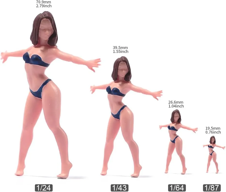 Miniatures Diorama 1/24 1/64 1/43 1/87 Scale Bikini Girls Open Your Arms Female Scene Figure Doll Action Figure Model for Car Vehicles (Painted, 1:64 Scale)
