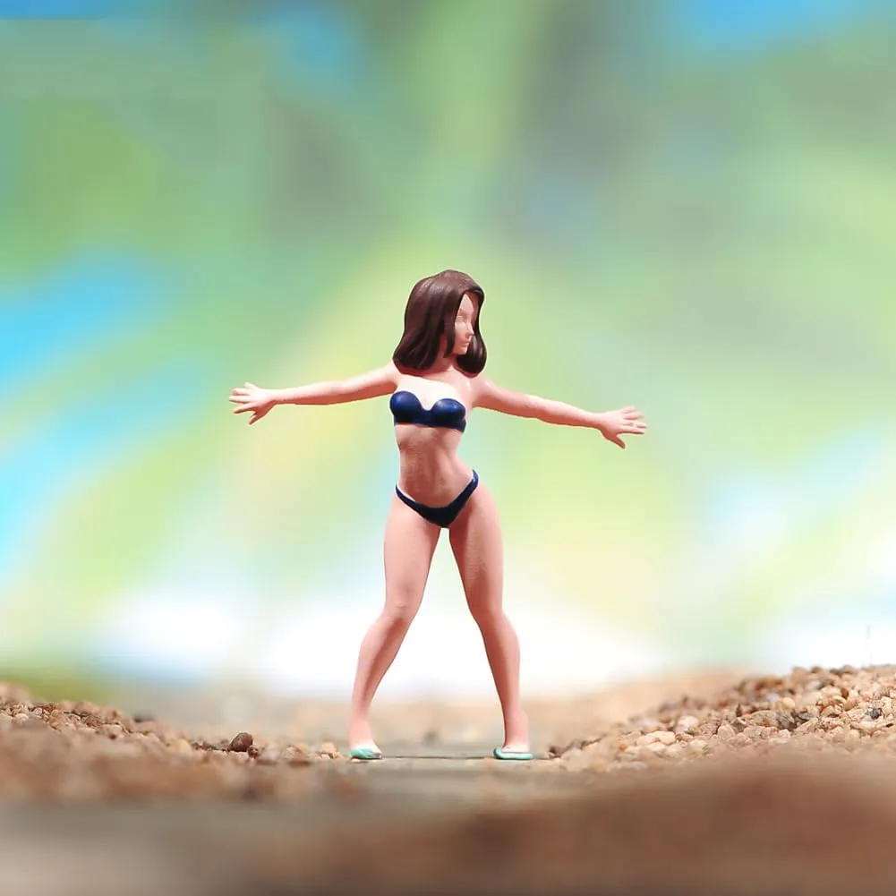 Miniatures Diorama 1/24 1/64 1/43 1/87 Scale Bikini Girls Open Your Arms Female Scene Figure Doll Action Figure Model for Car Vehicles (Painted, 1:64 Scale)