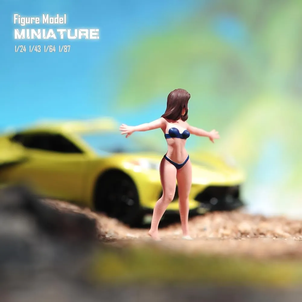 Miniatures Diorama 1/24 1/64 1/43 1/87 Scale Bikini Girls Open Your Arms Female Scene Figure Doll Action Figure Model for Car Vehicles (Painted, 1:64 Scale)