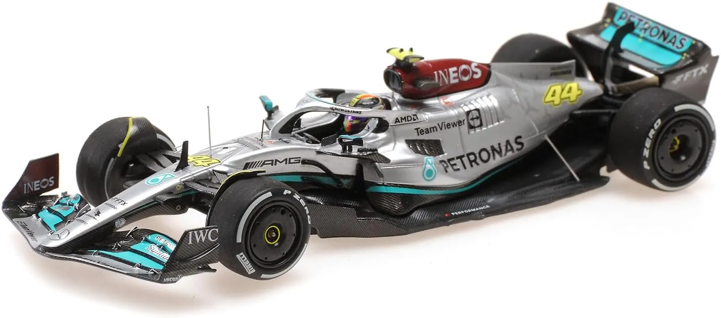 Minichamps 1:43 Mercedes-AMG Petronas F1 Team W13 E Perf. #44 300th GP, French GP 2022 - Resin, Highly Detailed, Assembled & Painted Miniature Collectible Car - Adult Collectors, F1 Fans
