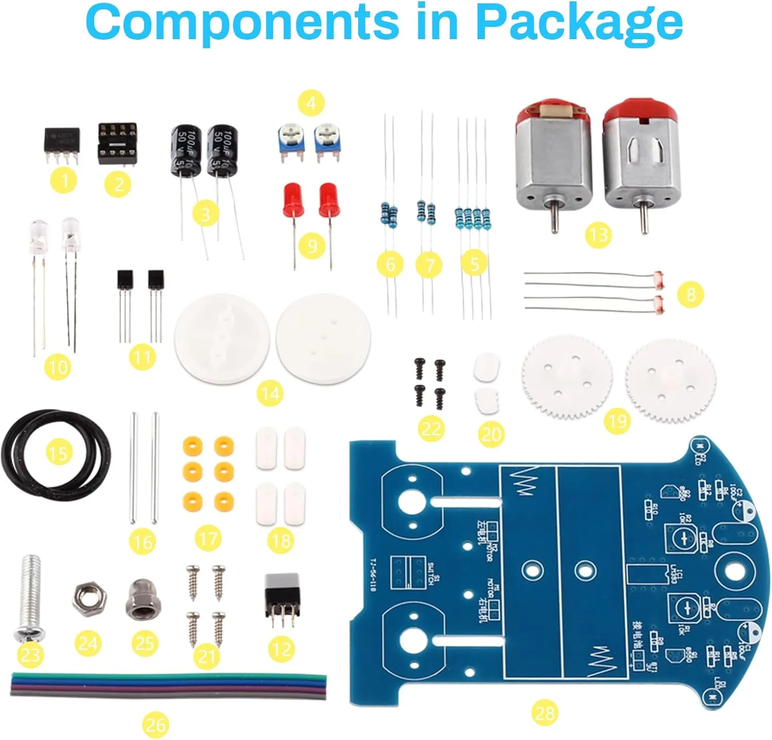 MiOYOOW Soldering Practice Kit, 2 Pack Line Following Robot Car Kit Beginners DIY Smart Car Soldering Project Kit for School STEM Education, Learning Electronic Toys for 10  Years Old Boys Girls