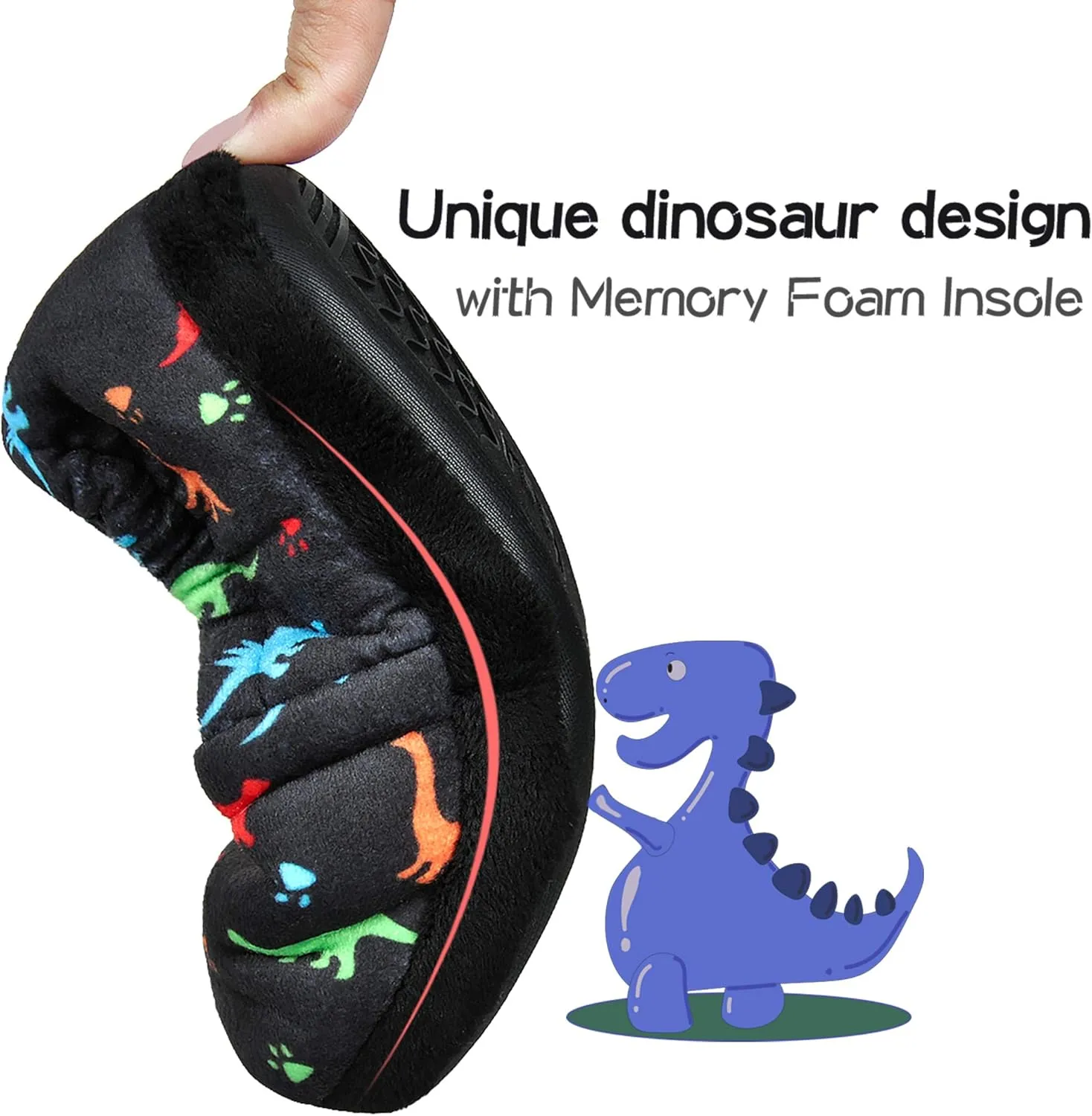 MIXIN Boys Slippers Indoor House Slippers Bedroom Dinosaur Soft Warm Boys House Shoes with Memory Foam