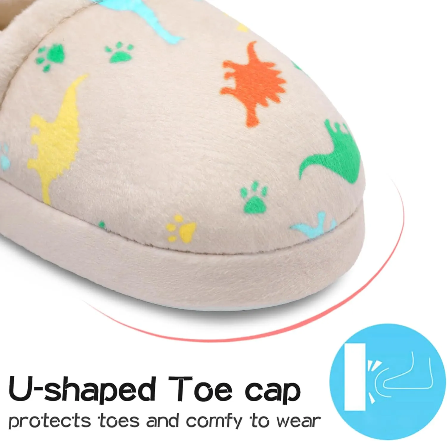 MIXIN Boys Slippers Indoor House Slippers Bedroom Dinosaur Soft Warm Boys House Shoes with Memory Foam