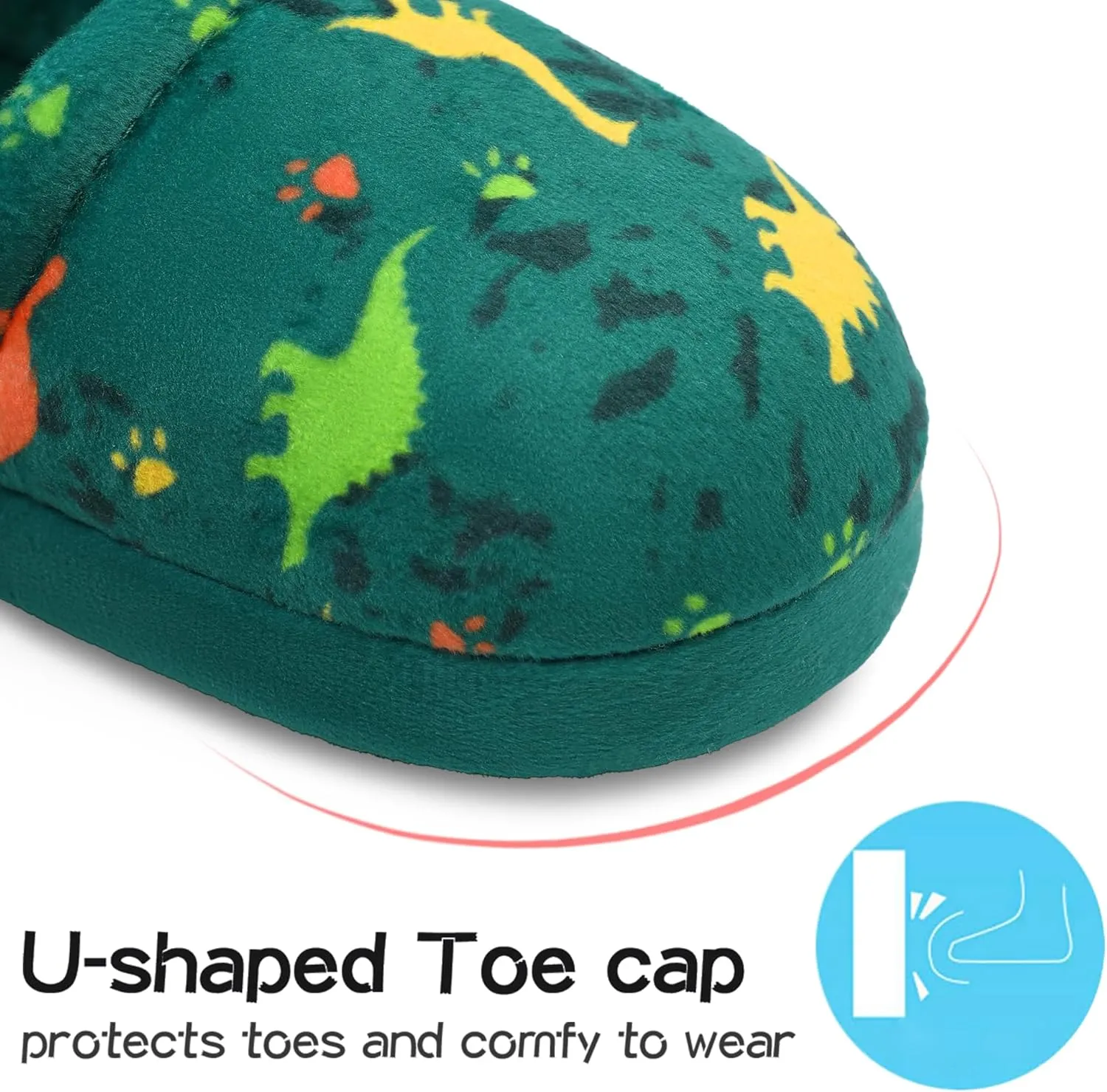MIXIN Boys Slippers Indoor House Slippers Bedroom Dinosaur Soft Warm Boys House Shoes with Memory Foam