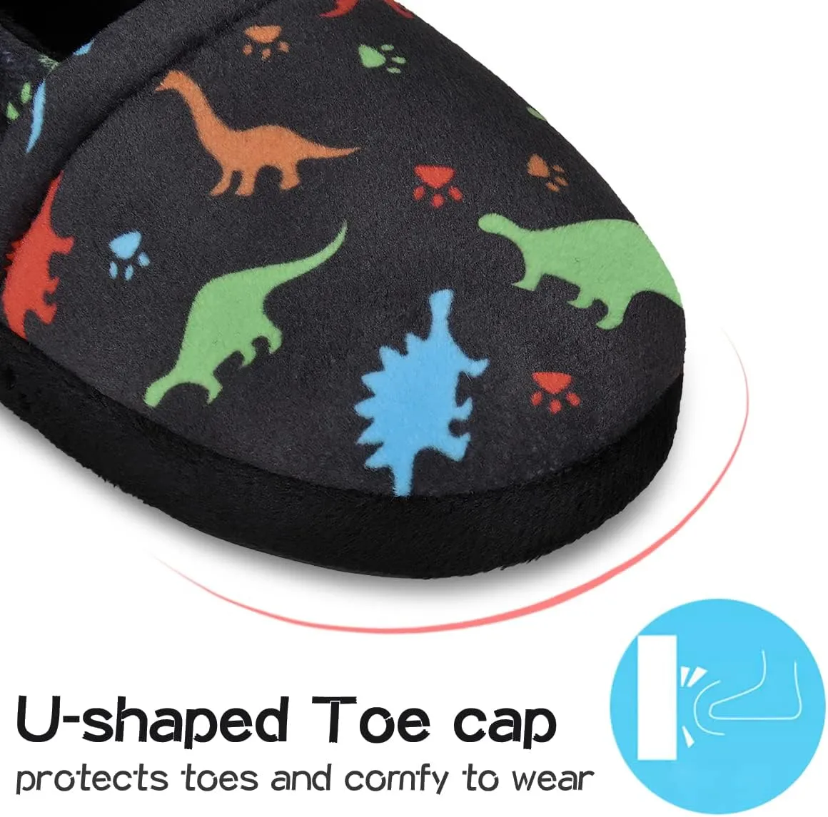 MIXIN Boys Slippers Indoor House Slippers Bedroom Dinosaur Soft Warm Boys House Shoes with Memory Foam