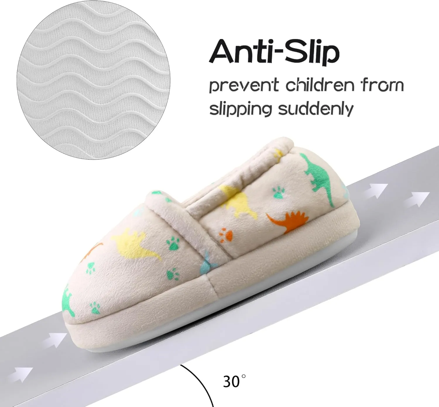 MIXIN Boys Slippers Indoor House Slippers Bedroom Dinosaur Soft Warm Boys House Shoes with Memory Foam