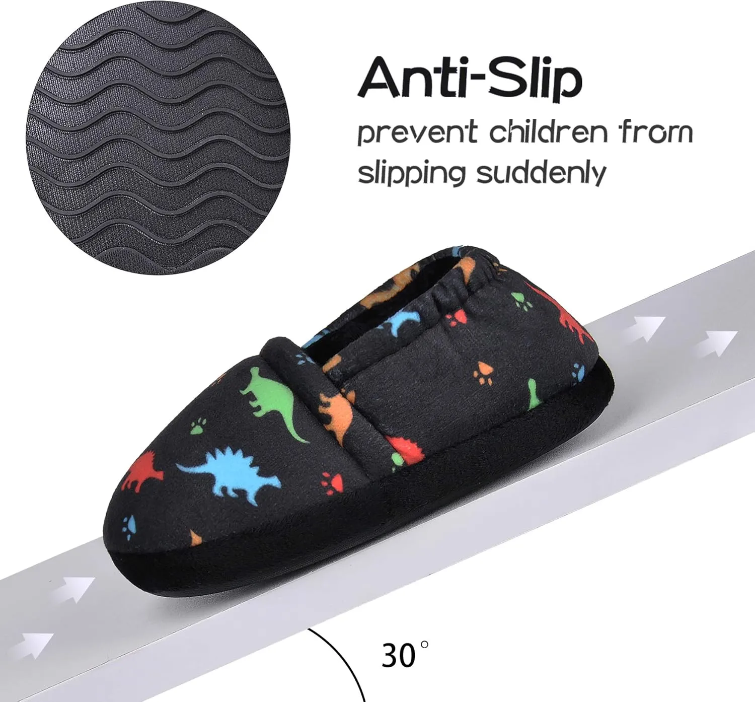 MIXIN Boys Slippers Indoor House Slippers Bedroom Dinosaur Soft Warm Boys House Shoes with Memory Foam