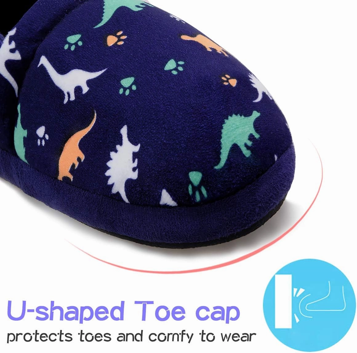 MIXIN Boys Slippers Indoor House Slippers Bedroom Dinosaur Soft Warm Boys House Shoes with Memory Foam