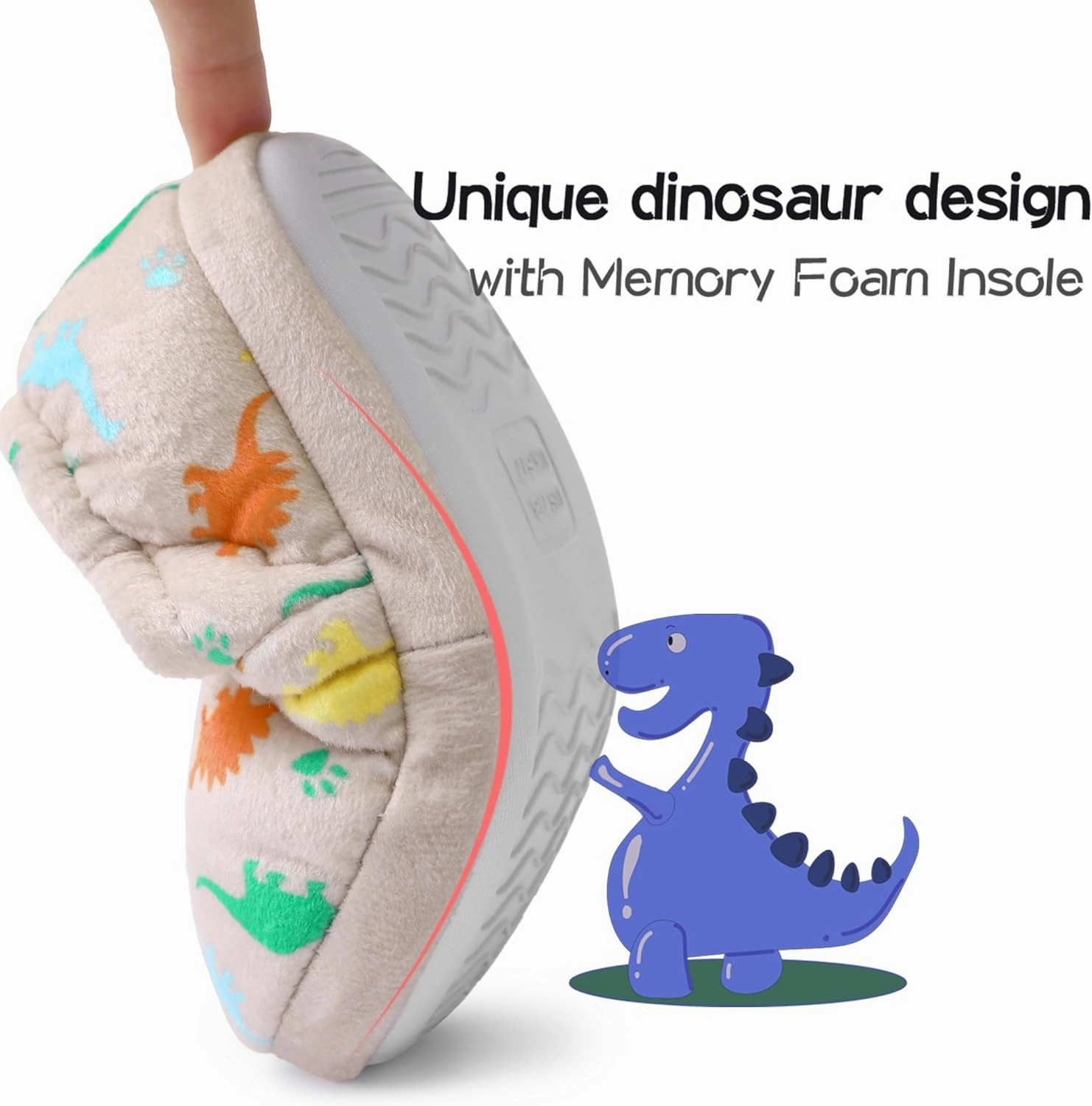 MIXIN Boys Slippers Indoor House Slippers Bedroom Dinosaur Soft Warm Boys House Shoes with Memory Foam