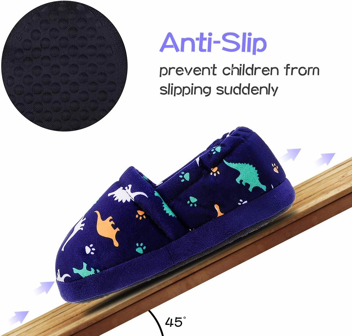 MIXIN Boys Slippers Indoor House Slippers Bedroom Dinosaur Soft Warm Boys House Shoes with Memory Foam