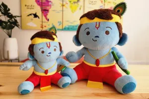 MODI TOYS - Baby Krishna Collection - 2 Mantra Singing Stuffed Plush Toys and 1 Book | Ideal for Newborns, Children, Grandparents | Best for Diwali, Baby Shower, Birthday | Teddy Bear Panda Elephant