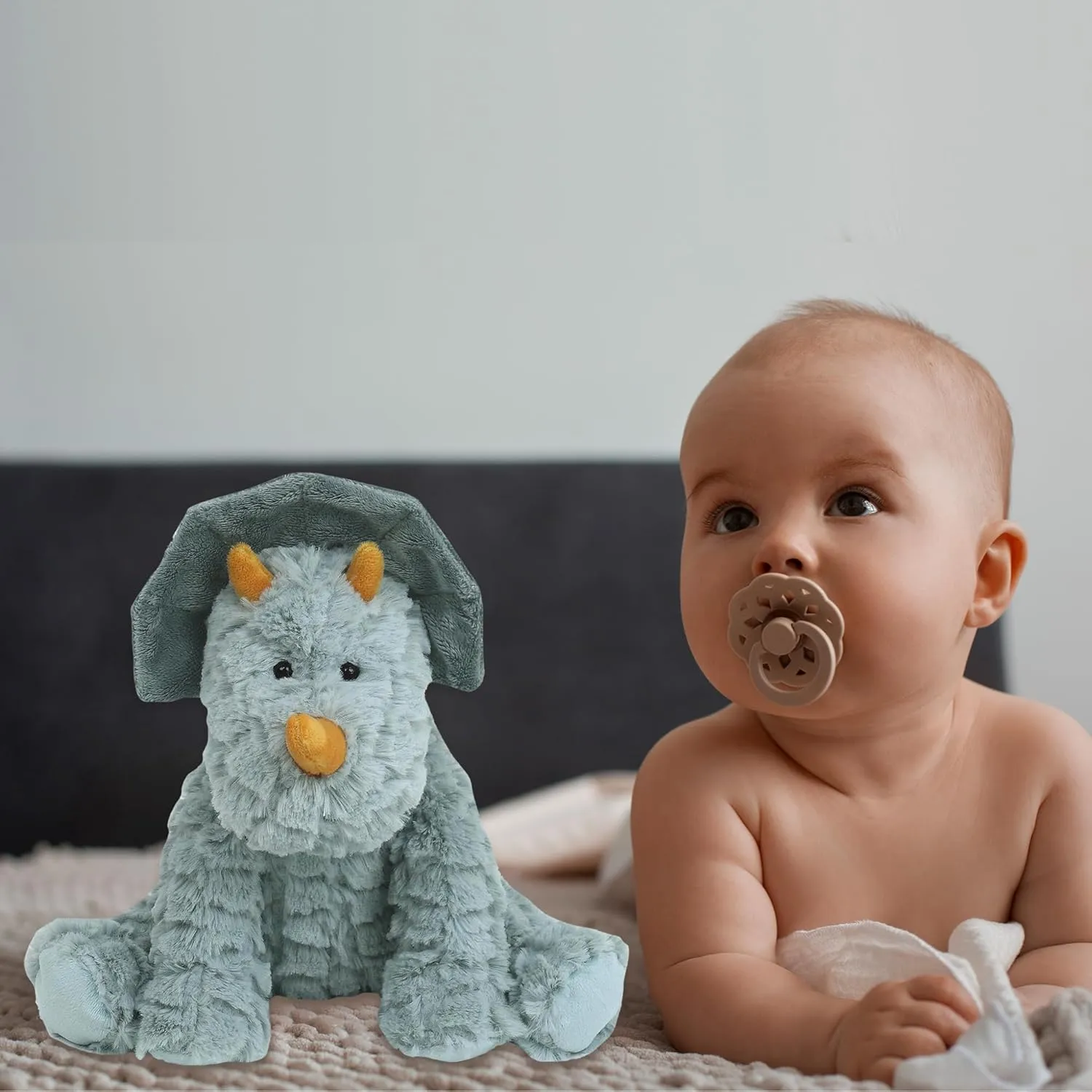 MON AMI Bashful The Dino Stuffed Animal – 9”, Soft & Cuddly Dinosaur Plush, Use as Toy or Nursery Room Décor, Great for Kids of All Ages
