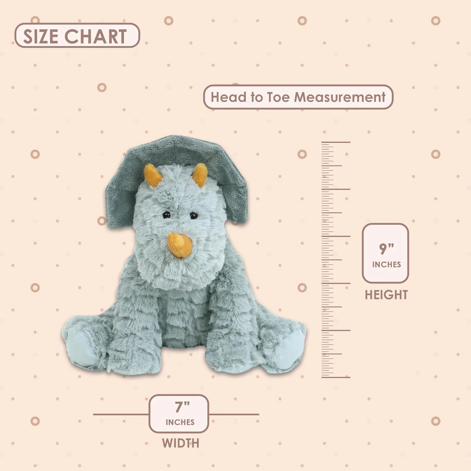 MON AMI Bashful The Dino Stuffed Animal – 9”, Soft & Cuddly Dinosaur Plush, Use as Toy or Nursery Room Décor, Great for Kids of All Ages