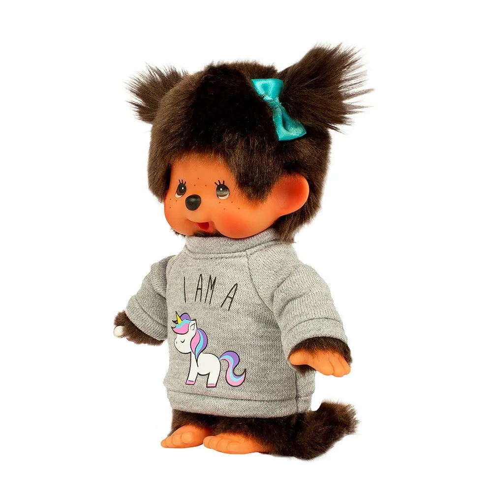 Monchhichi Girl with Unicorn Sweater Plush Toy