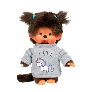 Monchhichi Girl with Unicorn Sweater Plush Toy