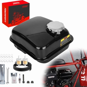 Motorcycle Side Port Fuel Tank Gas Tank with Stainless Cap for Predator 212cc Coleman 196cc CT200U Trail BT200X KT196 Baja Warrior Heat MB165 MB200 GX200 GX160 Mini Bike Go Kart Small Engine