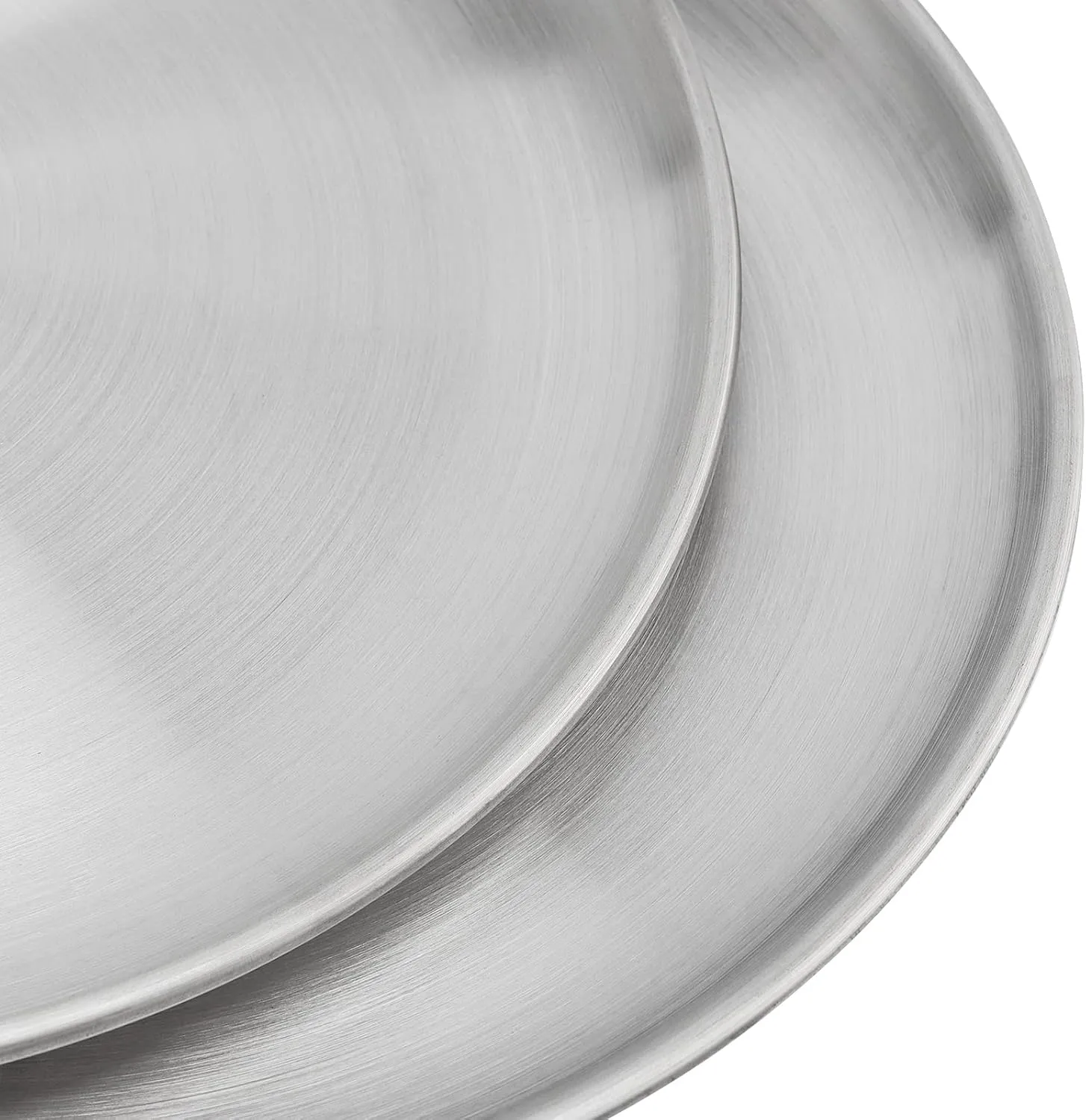 MOUYAT 4 PCS 12 Inch Large Stainless Steel Plate, 30cm Round Dinner Metal Plates, Metal Salad Steak Plates Reusable Dinner Dish for Eating Serving Camping Outdoor BBQ Home Kitchen, Polished Silver
