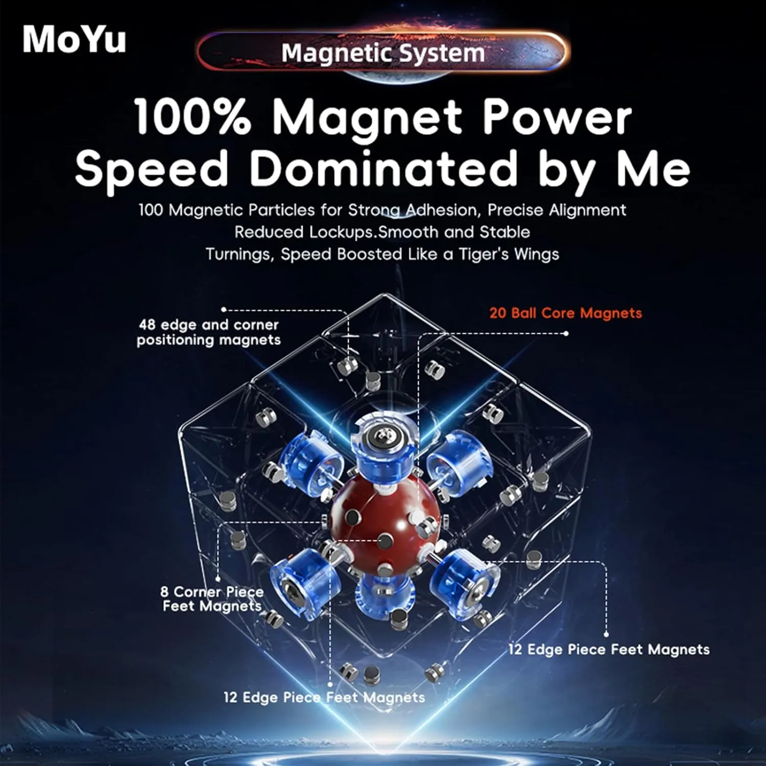 Moyu Weilong WRM V9 2023 MagLev Ball-core UV Coated Speed Cube 3x3 Stickerless Puzzle Cube Professional MagLev Magnetic Master Cube (20-Magnet MagLev Ball-Core UV Coated)