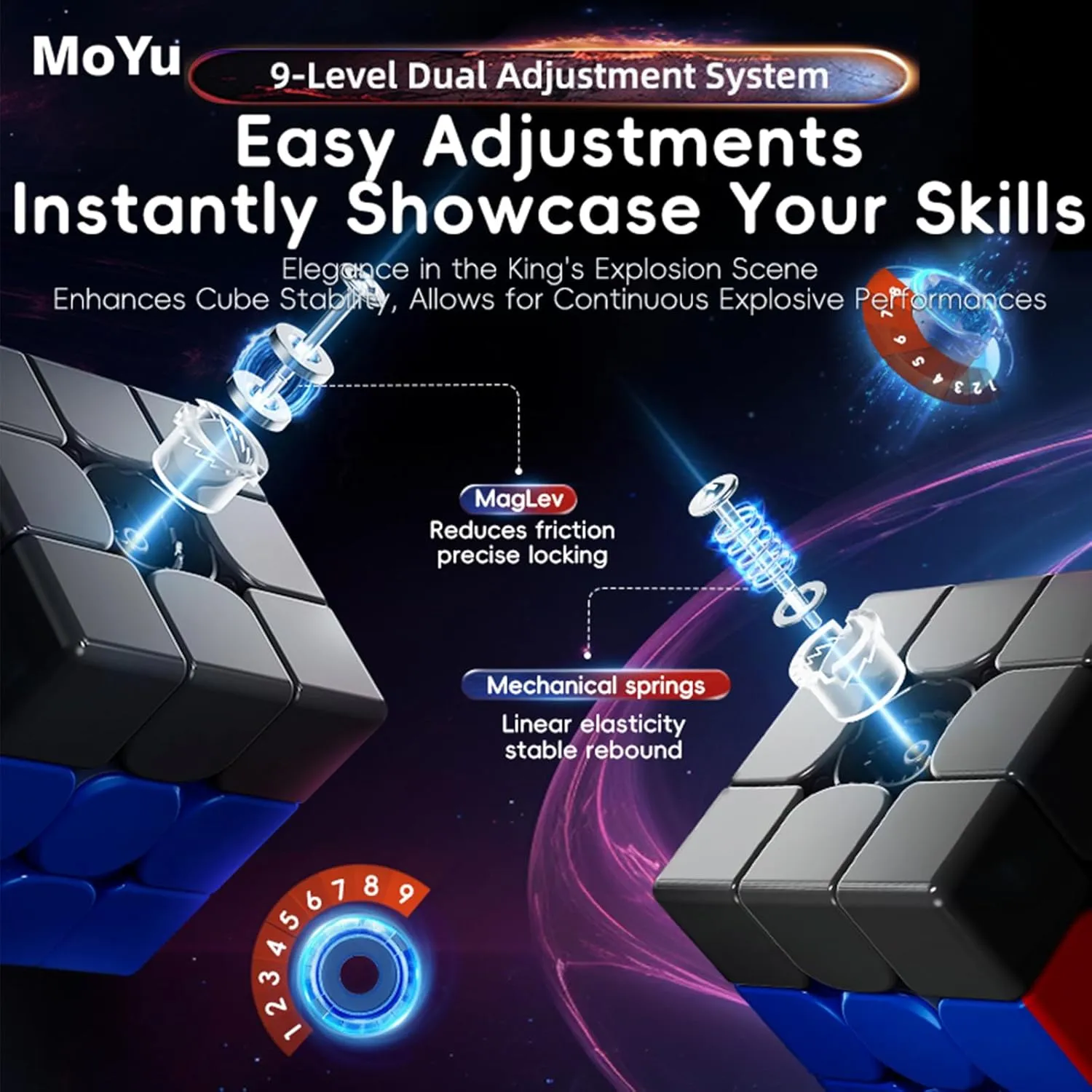 Moyu Weilong WRM V9 2023 MagLev Ball-core UV Coated Speed Cube 3x3 Stickerless Puzzle Cube Professional MagLev Magnetic Master Cube (20-Magnet MagLev Ball-Core UV Coated)