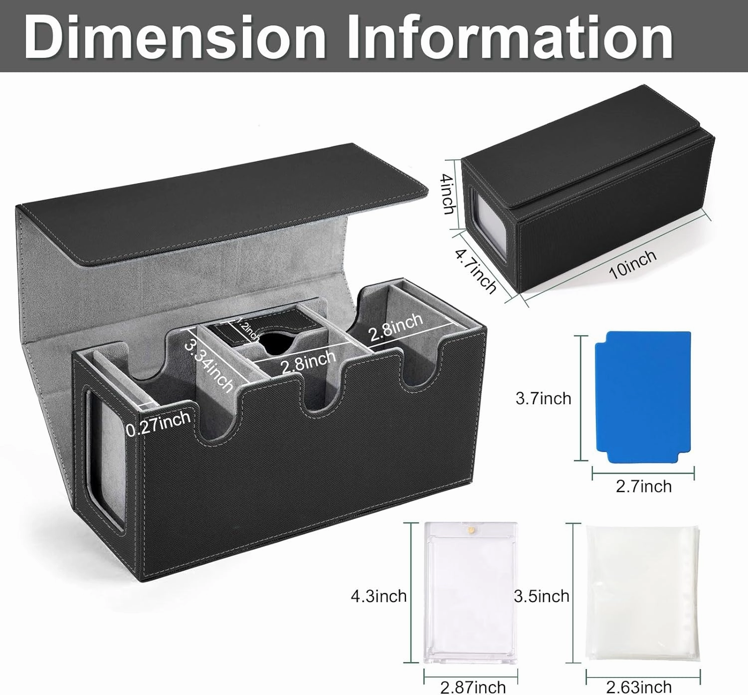 MTG Deck Box with 2 Commander Display, 4-in-1 Card Deck Case, Strong Magnet Card Organizer for Magic Commander TCG CCG, 6 Dividers & 50  Film & Dice Tray (Grey)