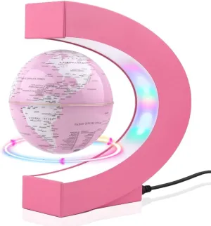 Multi-color Changing Self-rotating Magnetic Levitating Globe with LED Lights, Desktop Decorative Gift for Ladies/Mothers/Wives/Girlfriends/Girls (Pink)