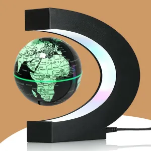 Multicolor Changing Magnetic Levitation Floating Globe, LED Lights, Cool Gadgets, World Map, Black Plastic Globe
