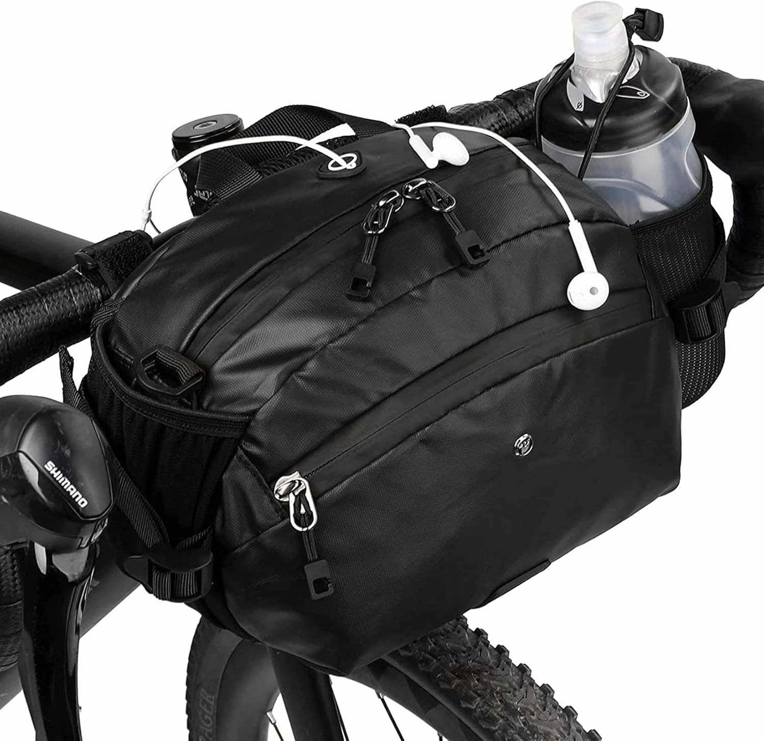 Multifunctional Riding Belt Bag Front Trailer Handle Bag Road Head Bag Mountain Bike Tools And Equipment(Black)