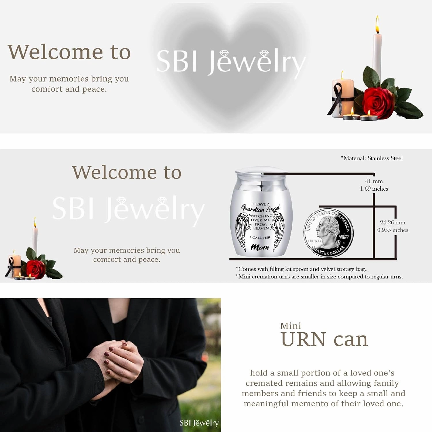 My Guardian Angel Dad Mini Cremation Urns for Human Ashes for Dad Father Men Male Family Papa Daddy Memorial Cremation Ashes Keepsake Stainless Steel