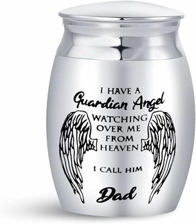 My Guardian Angel Dad Mini Cremation Urns for Human Ashes for Dad Father Men Male Family Papa Daddy Memorial Cremation Ashes Keepsake Stainless Steel