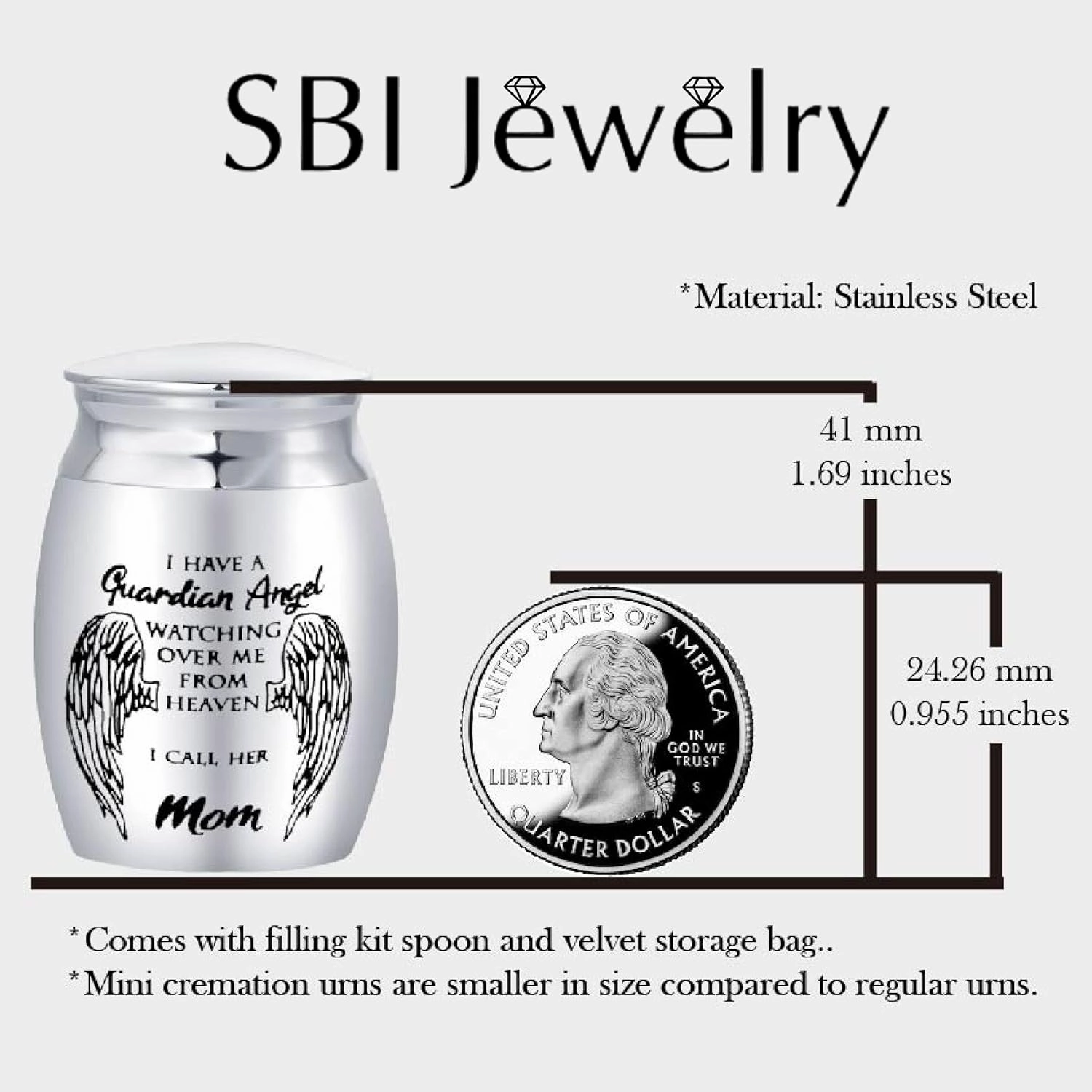 My Guardian Angel Dad Mini Cremation Urns for Human Ashes for Dad Father Men Male Family Papa Daddy Memorial Cremation Ashes Keepsake Stainless Steel