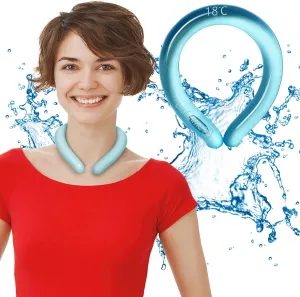 Neck Cooling Tube | Wearable Cooling Wrap for Summer Heat | Hands Free Cold Pack | Reusable Neck Cooler (Blue)