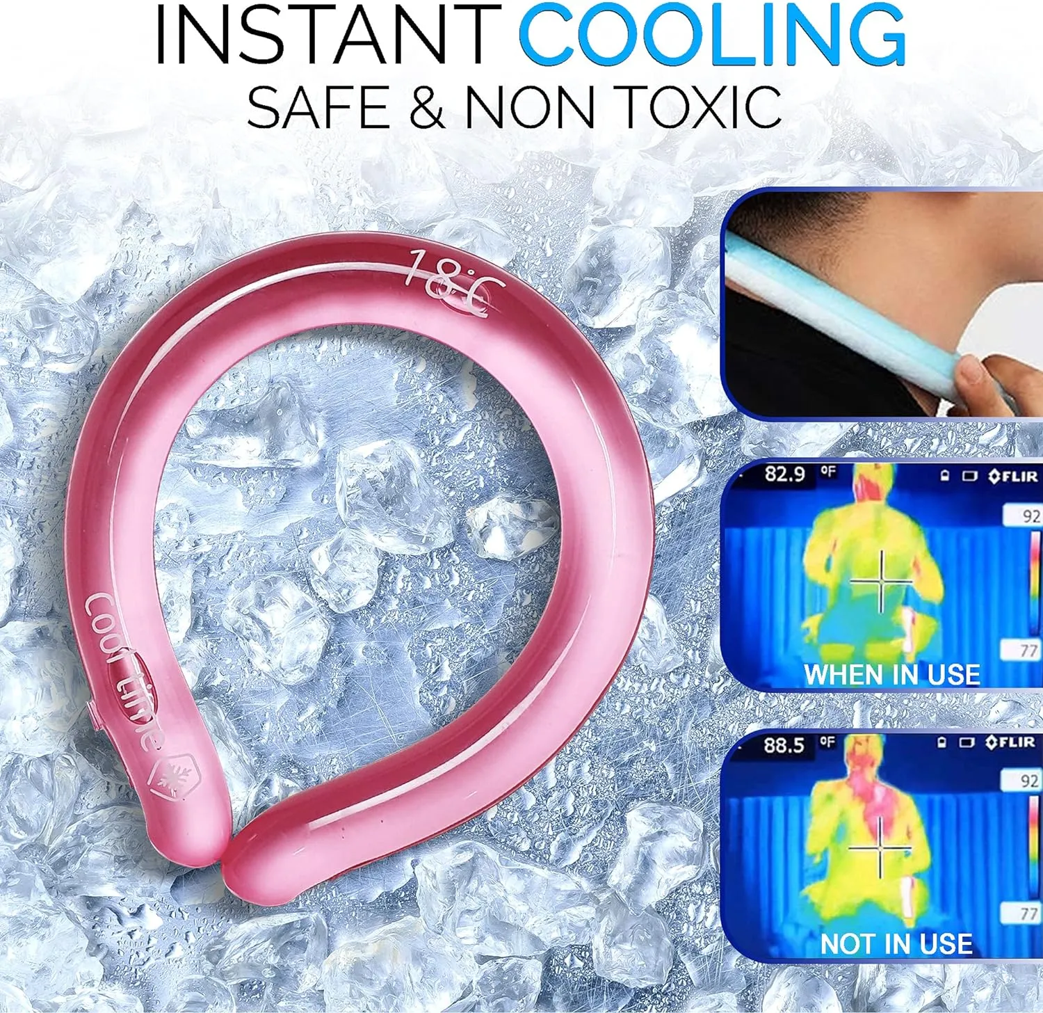 Neck Cooling Tube | Wearable Cooling Wrap for Summer Heat | Hands Free Cold Pack | Reusable Neck Cooler (Blue)