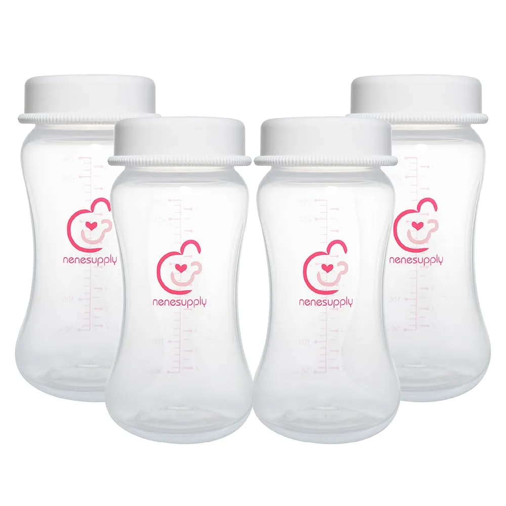 Nenesupply 9oz 4 Count Wide Neck Breast Pump Bottles Use for Pumping with Spectra S1 S2 9 Plus Breast Pumps. Replace Spectra Bottles for Pumping Breastmilk Storage and Collection Bottles