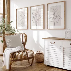 Neutral Botanical Prints Wall Art Decor Plant Minimalist Canvas Pictures Vintage Beige Wall Art Modern Farmhouse Line Poster Boho Abstract Painting Artwork for Bedroom 12x16 Inch Unframed Set of 3