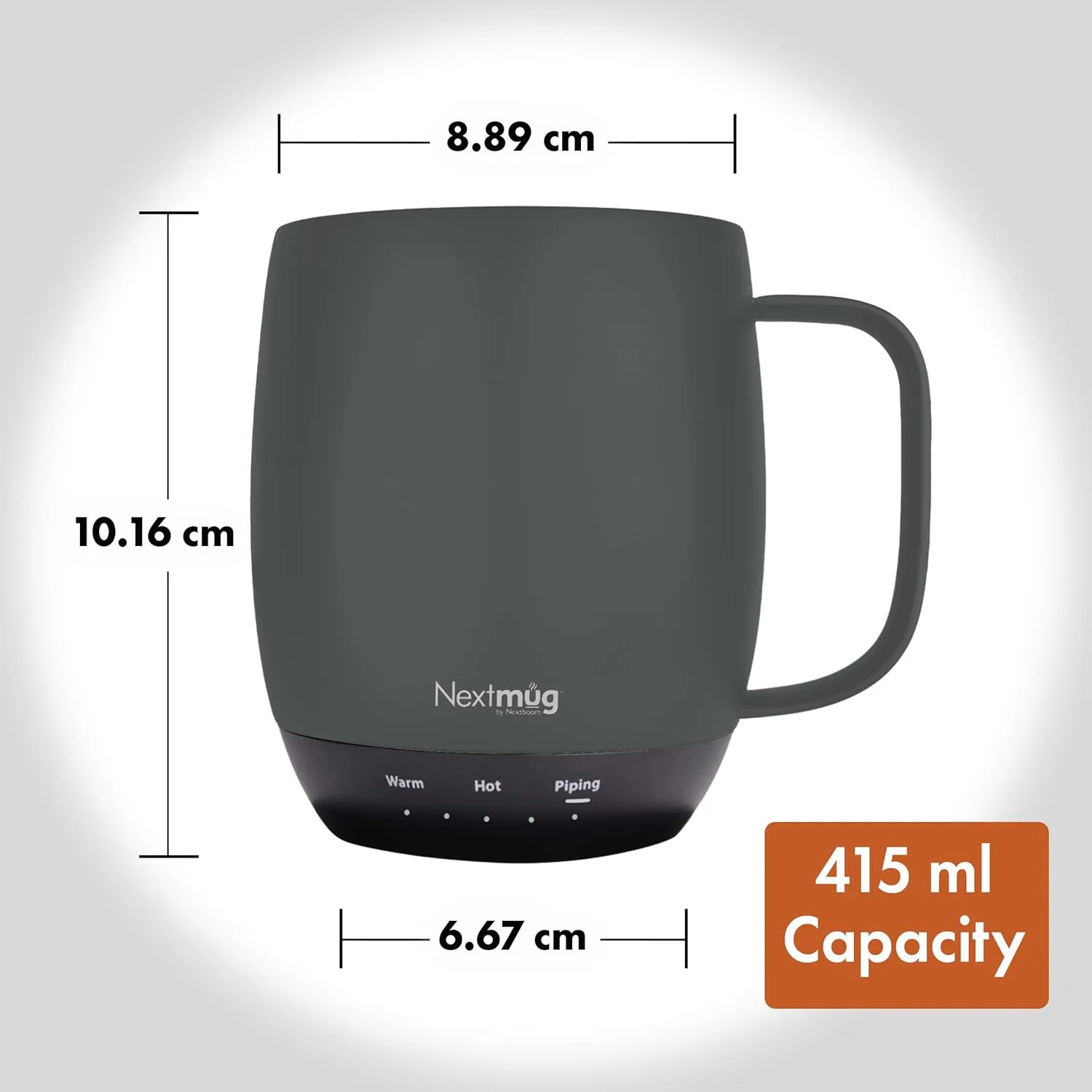 Nextmug - Temperature-Controlled, Self-Heating Coffee Mug (14 oz.) (Graphite)