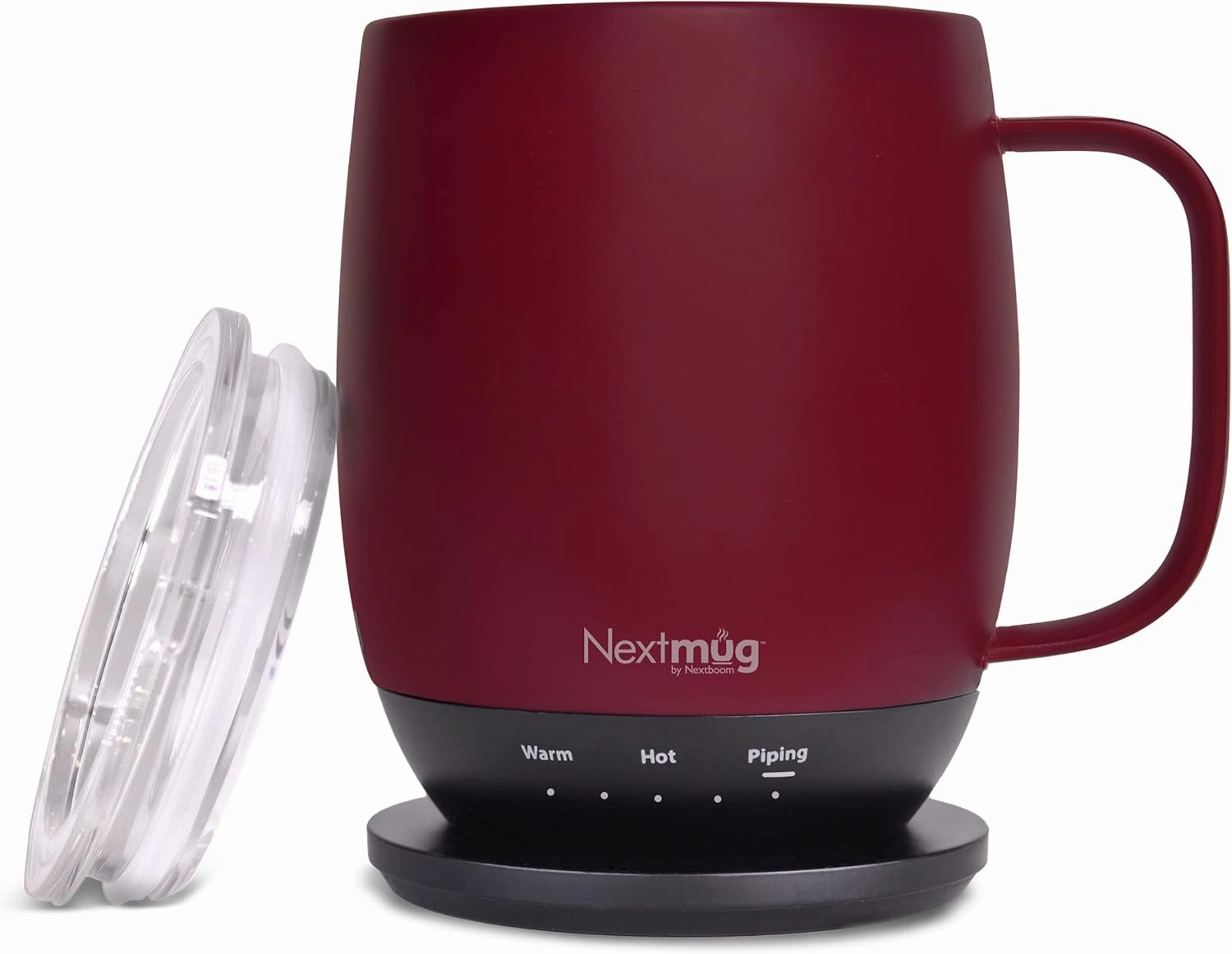 Nextmug - Temperature-Controlled, Self-Heating Coffee Mug (14 oz.) (Burgundy)