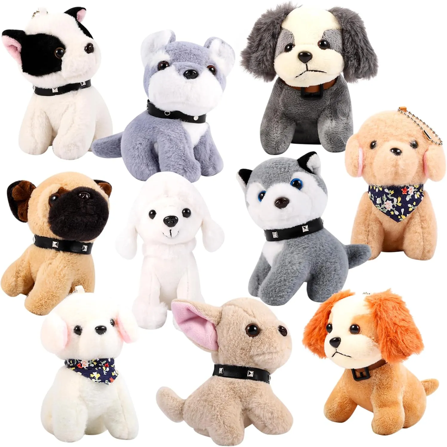 Niceup 10Pcs 4.5in Puppy Dogs Stuffed Animals Bulk Small Cute Paw Animal Little Pup Soft Plush Toys Doll for Birthday Party Favors