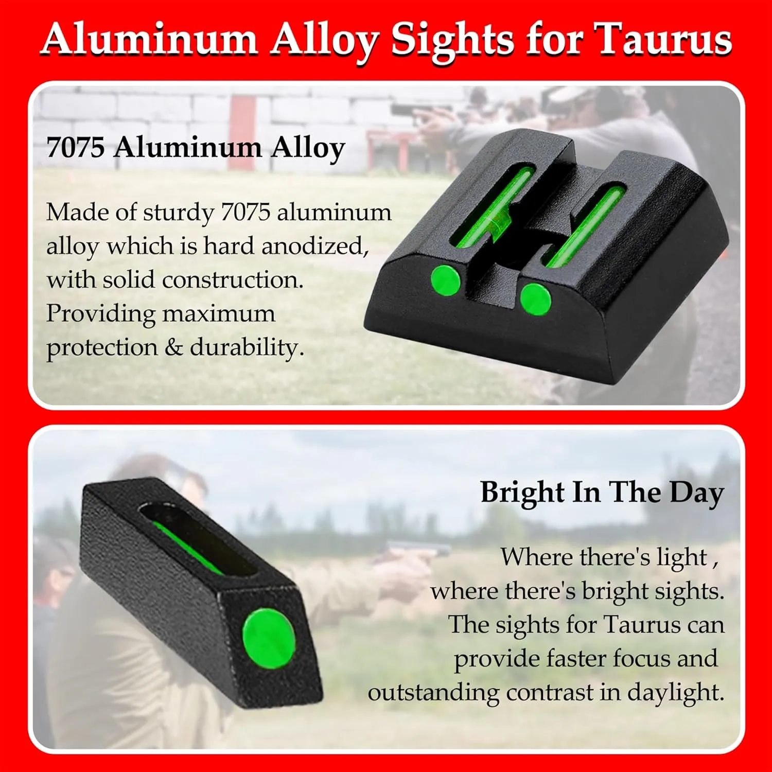 No-Tritium Fiber Optic Sights for Taurus G2C,G2S,G3 w/o,PT111 G2,PT140 G2,740,709,TX22 Taurus G2S Sights Red Green Dot Sights for Handguns Pistols with Assembly Tools