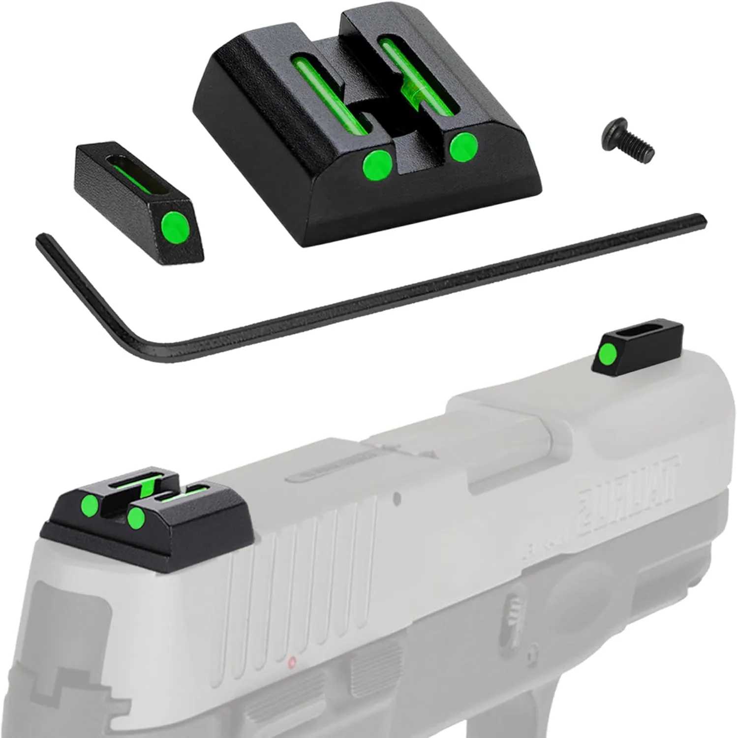 No-Tritium Fiber Optic Sights for Taurus G2C,G2S,G3 w/o,PT111 G2,PT140 G2,740,709,TX22 Taurus G2S Sights Red Green Dot Sights for Handguns Pistols with Assembly Tools