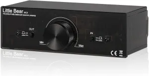 Nobsound Little Bear MC2 Mini Fully-Balanced/Single-Ended Passive Preamp; Hi-Fi Pre-Amplifier; XLR/RCA Volume Controller for Active Monitor Speakers (Black)