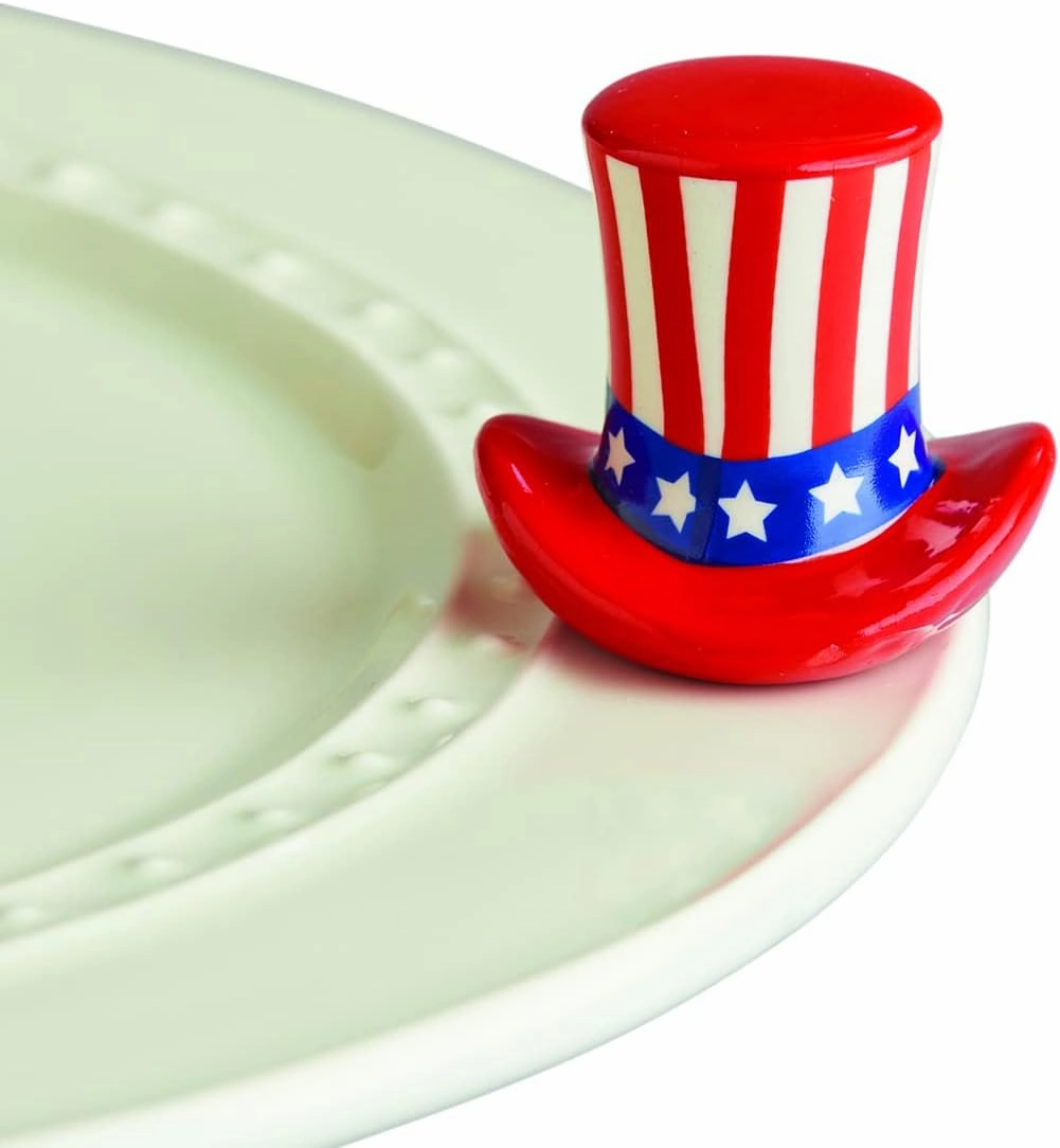 nora fleming Home of the Free (Uncle Sam Hat) A53 - Hand-Painted Ceramic Holiday Décor - Spring Minis for the Home and Office