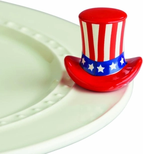 nora fleming Home of the Free (Uncle Sam Hat) A53 - Hand-Painted Ceramic Holiday Décor - Spring Minis for the Home and Office