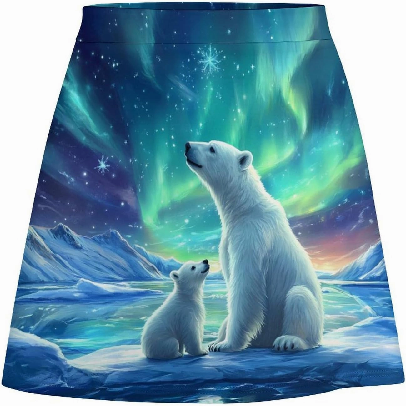 Northern Lights Polar Bear Women's Short Skirts Skort Double Layer Mini A-Line Skirt For Casual Golf Sports
