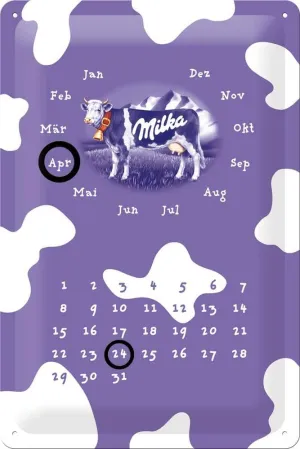 Nostalgic Art Milka Calendar 22125 Metal Sign 20 x 30 CM