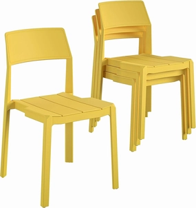 Novogratz 87817YLW4E Poolside Collection, Chandler Stacking, 4-Pack, Bright Yellow Dining Chairs